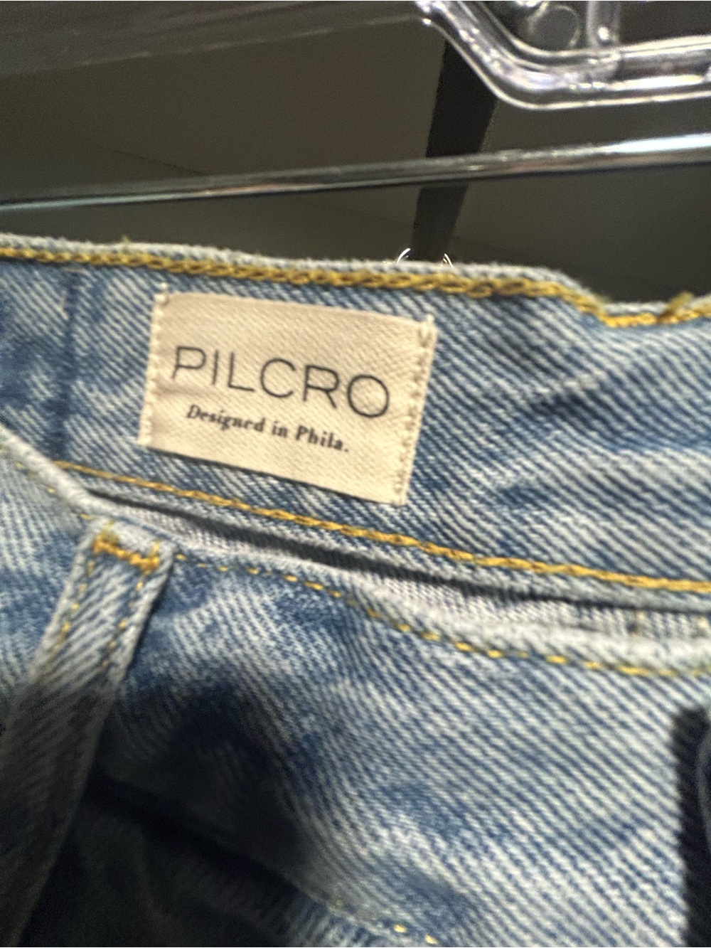 Pilcro Light Blue Denim Jeans with Yellow Stitching - Picture 4 of 5